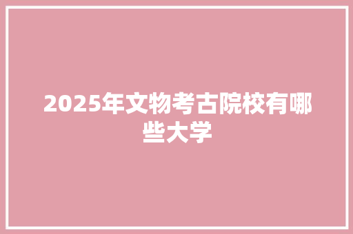 2025年文物考古院校有哪些大学 成语大全