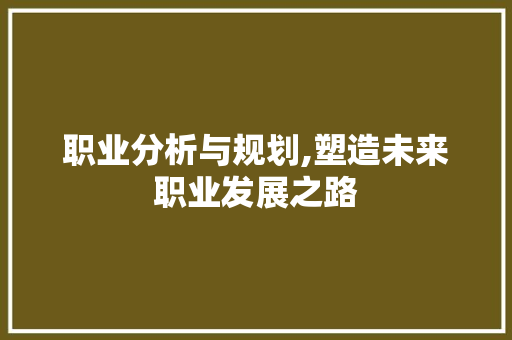 职业分析与规划,塑造未来职业发展之路