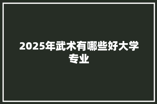 2025年武术有哪些好大学专业