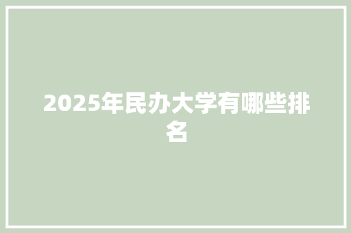 2025年民办大学有哪些排名
