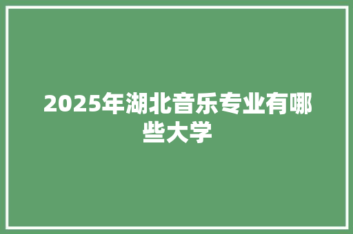 2025年湖北音乐专业有哪些大学