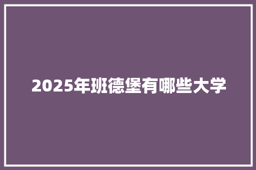 2025年班德堡有哪些大学