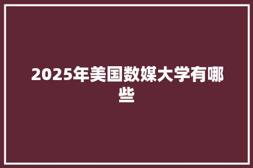 2025年美国数媒大学有哪些
