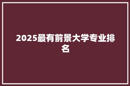 2025最有前景大学专业排名
