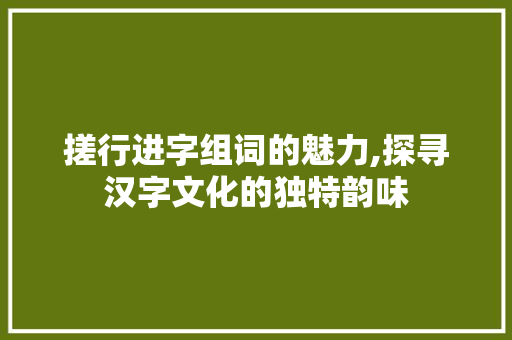 搓行进字组词的魅力,探寻汉字文化的独特韵味