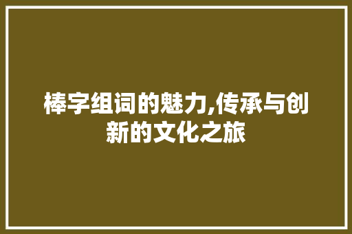 棒字组词的魅力,传承与创新的文化之旅