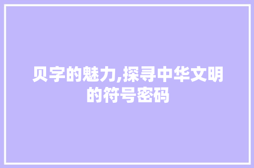 贝字的魅力,探寻中华文明的符号密码