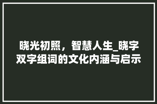 晓光初照，智慧人生_晓字双字组词的文化内涵与启示_晓组成的双字组词 诗词鉴赏