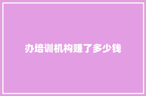 办培训机构赚了多少钱