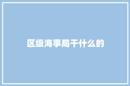 区级海事局干什么的