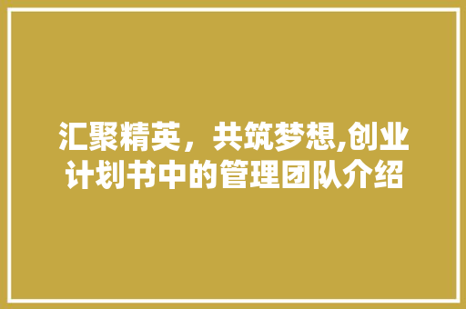 汇聚精英，共筑梦想,创业计划书中的管理团队介绍