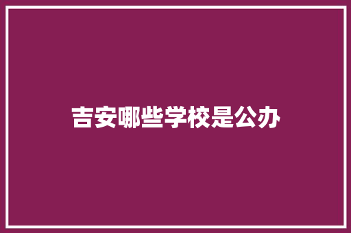 吉安哪些学校是公办