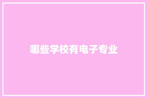 哪些学校有电子专业