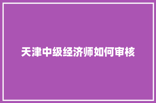 天津中级经济师如何审核