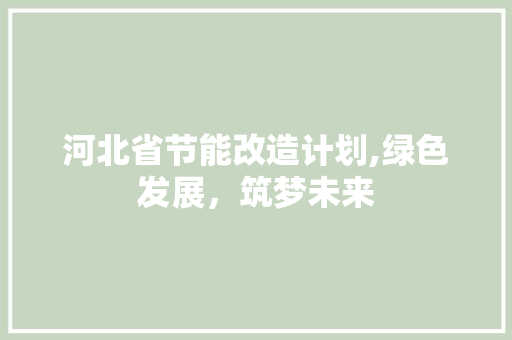 河北省节能改造计划,绿色发展，筑梦未来