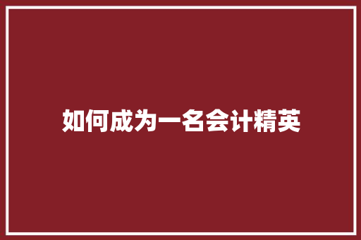 如何成为一名会计精英