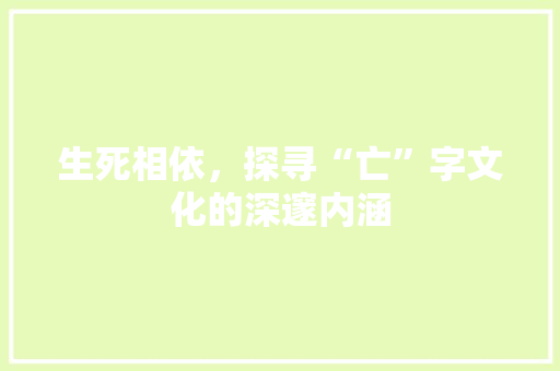 生死相依，探寻“亡”字文化的深邃内涵