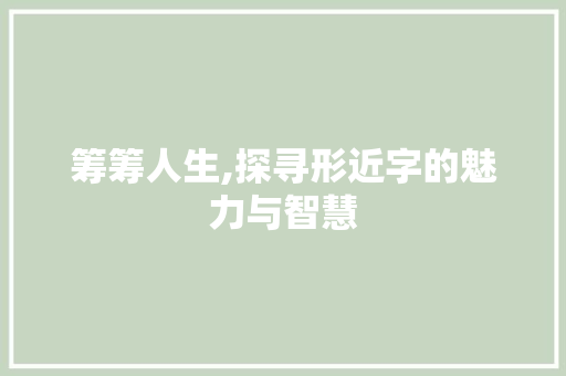 筹筹人生,探寻形近字的魅力与智慧