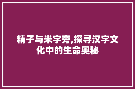 精子与米字旁,探寻汉字文化中的生命奥秘 个人简历
