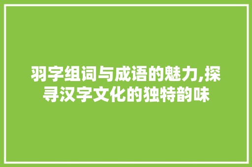 羽字组词与成语的魅力,探寻汉字文化的独特韵味 合同范本