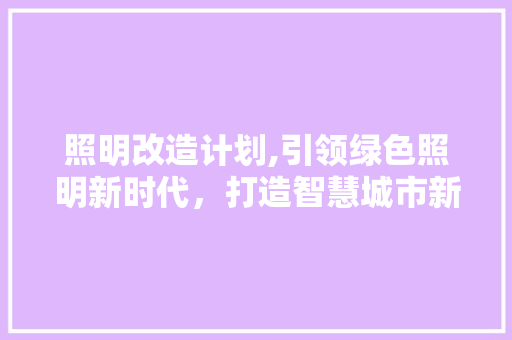 照明改造计划,引领绿色照明新时代，打造智慧城市新篇章