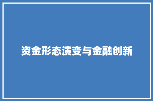 资金形态演变与金融创新 演讲稿
