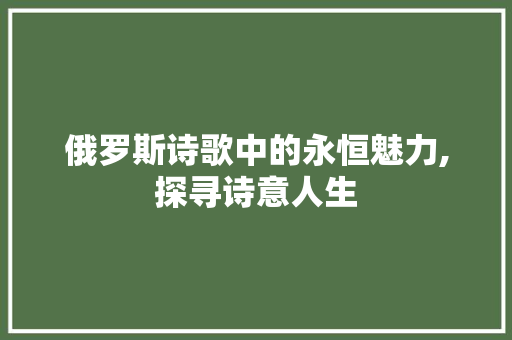 俄罗斯诗歌中的永恒魅力,探寻诗意人生