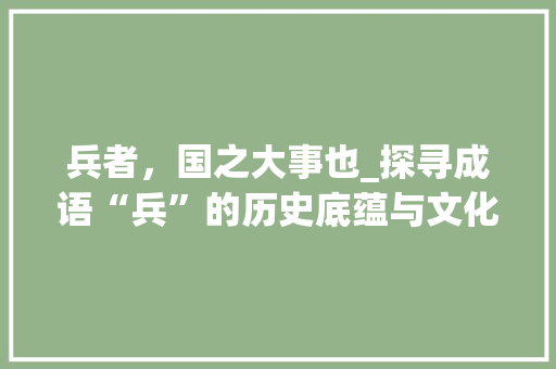 兵者，国之大事也_探寻成语“兵”的历史底蕴与文化内涵