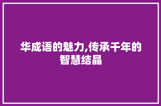 华成语的魅力,传承千年的智慧结晶 名人名言