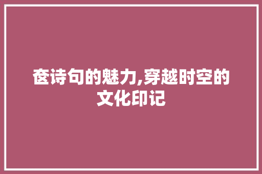 奁诗句的魅力,穿越时空的文化印记
