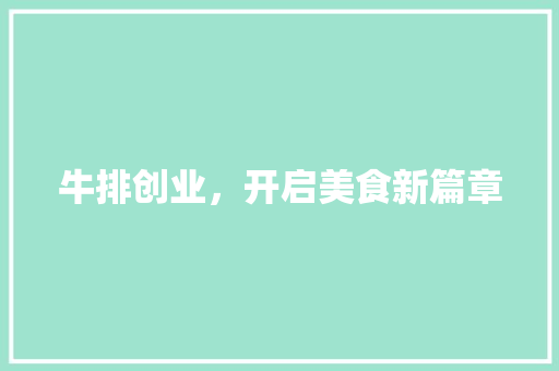 牛排创业，开启美食新篇章