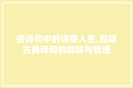 娈诗句中的诗意人生,品味古典诗词的韵味与哲理