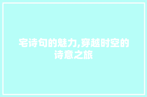 宅诗句的魅力,穿越时空的诗意之旅