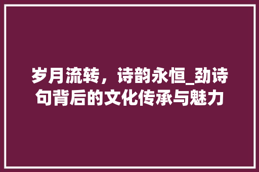 岁月流转，诗韵永恒_劲诗句背后的文化传承与魅力