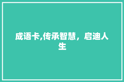 成语卡,传承智慧，启迪人生