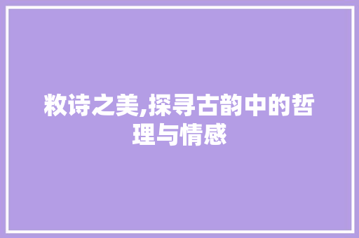 敉诗之美,探寻古韵中的哲理与情感