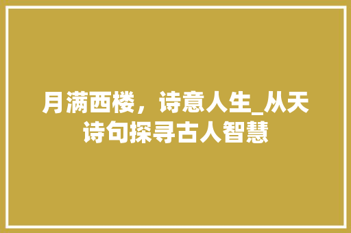 月满西楼，诗意人生_从天诗句探寻古人智慧