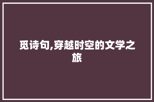 觅诗句,穿越时空的文学之旅