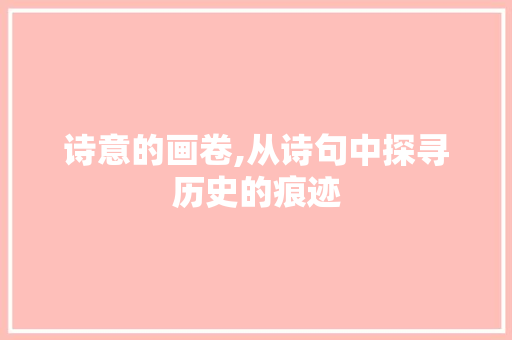 诗意的画卷,从诗句中探寻历史的痕迹