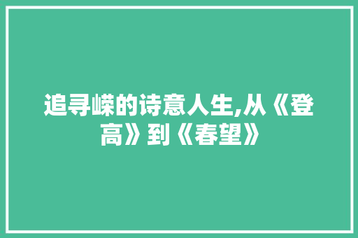 追寻嵘的诗意人生,从《登高》到《春望》