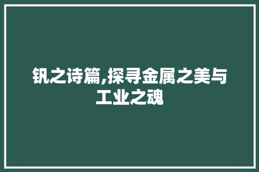 钒之诗篇,探寻金属之美与工业之魂