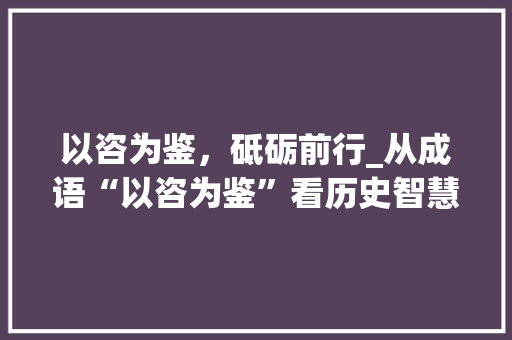 以咨为鉴，砥砺前行_从成语“以咨为鉴”看历史智慧与时代启示