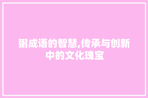 弼成语的智慧,传承与创新中的文化瑰宝
