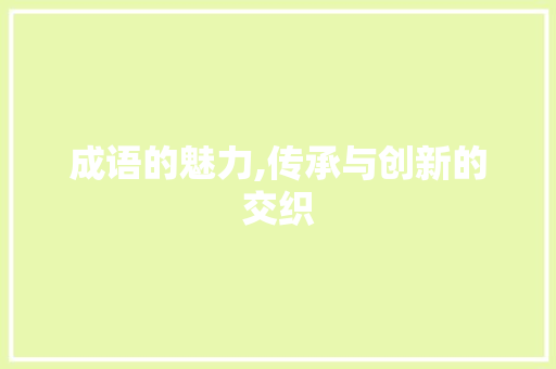 成语的魅力,传承与创新的交织