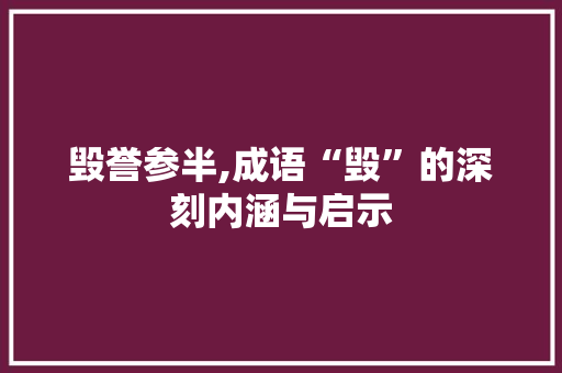 毁誉参半,成语“毁”的深刻内涵与启示