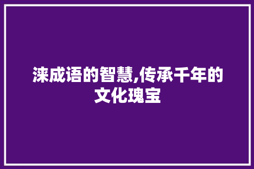 涞成语的智慧,传承千年的文化瑰宝 合同范本