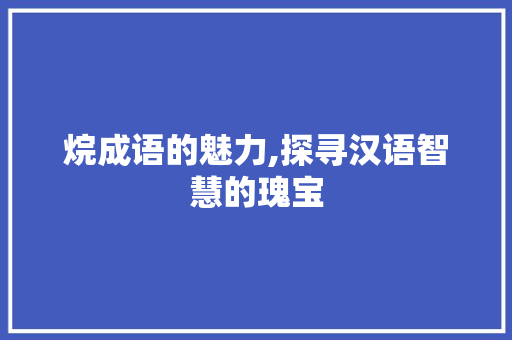 烷成语的魅力,探寻汉语智慧的瑰宝