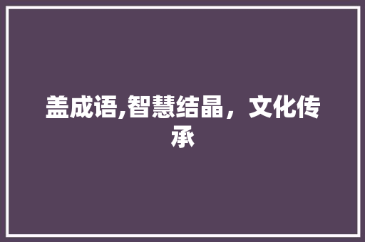 盖成语,智慧结晶，文化传承 合同范本