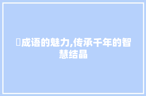 籇成语的魅力,传承千年的智慧结晶