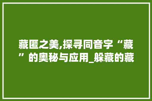 藏匿之美,探寻同音字“藏”的奥秘与应用_躲藏的藏同音字组词